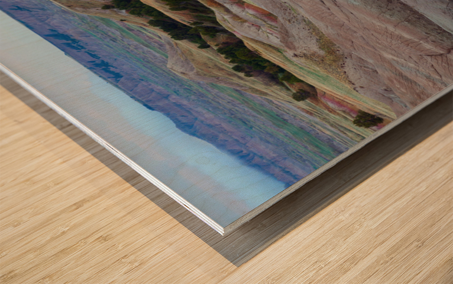 South Dakota Badlands and Colorful Morning Grasslands Impression sur bois