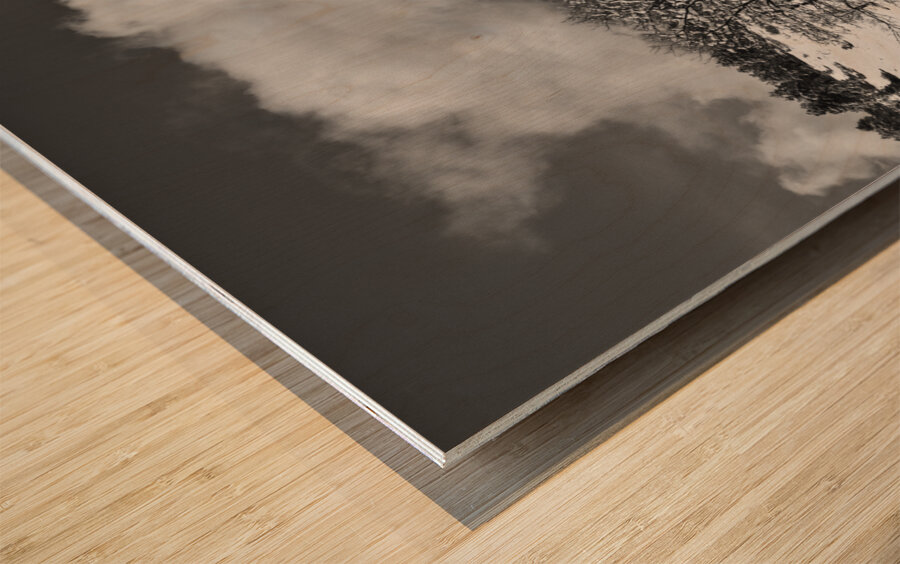 Boulder Colorado Snowy Flatirons Landscape Black and White Impression sur bois