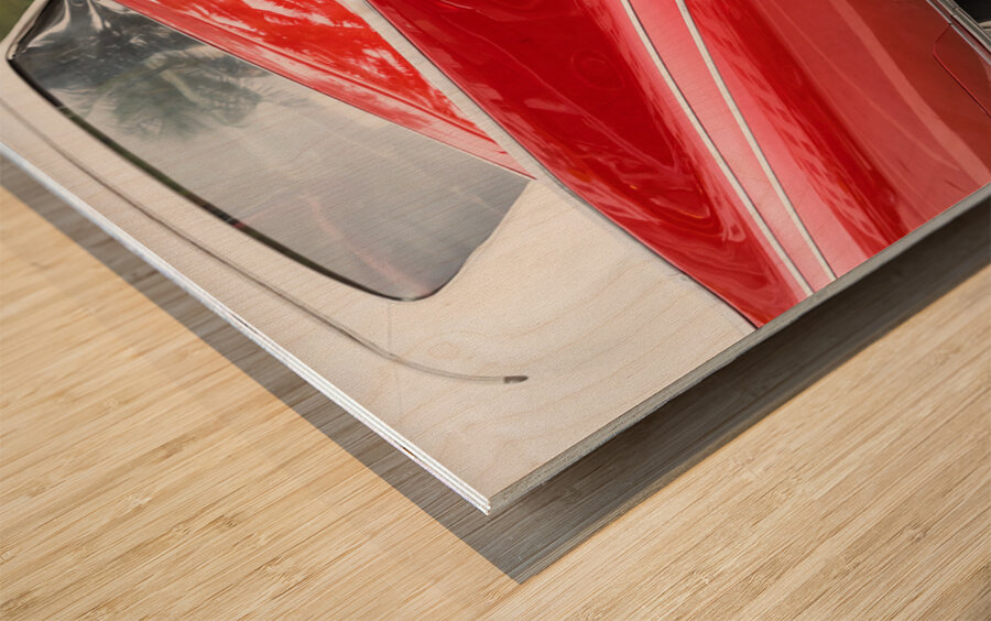 Back End of a Beautiful 1960 Red Cadillac Eldorado Wood print