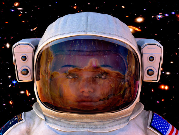 Female Space Explorer witnesses the Carina Nebula as seen by the James Webb Telescope Digital Download