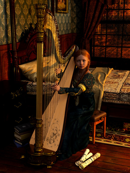 Serenade of the Clarsach Celtic Harpist  Digital Download