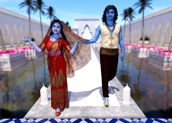 Krishna and Radha entering the temple Digital Download