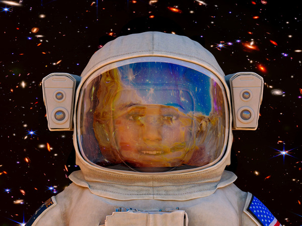 Female Space Explorer witnesses the Carina Nebula as seen by the James Webb Telescope Digital Download