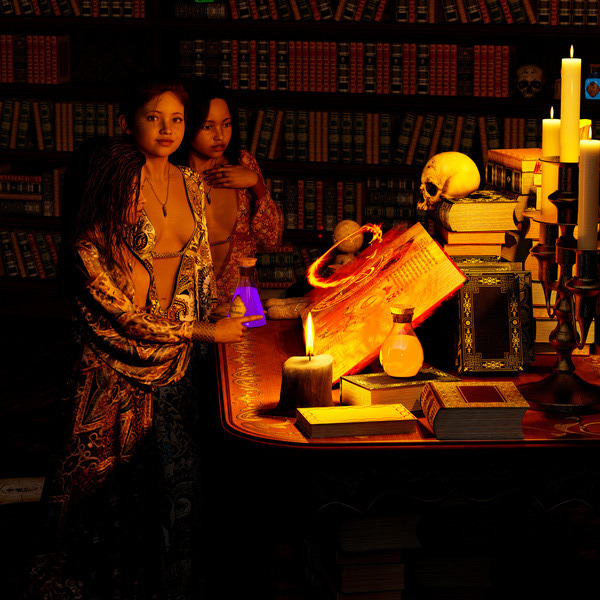 Young Wiccan Girls Practing their Witchcraft Téléchargement Numérique