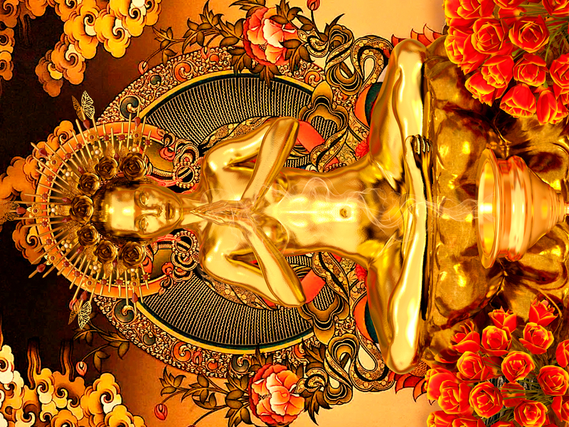 The Buddhista in Gold with gifts - goddess of transcendental wisdom Digital Download