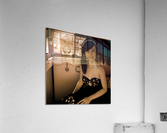 Girl In Car at Gas Station - Vintage Sepia Photo  Acrylic Print