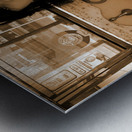 Girl In Car at Gas Station - Vintage Sepia Photo  Metal print