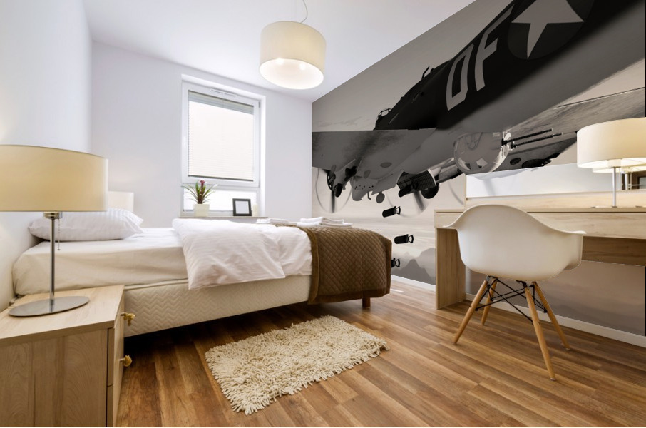 Boeing B-17 Flying Fortress Bomb Drop BW Mural print