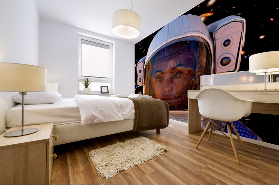 Female Space Explorer witnesses the Carina Nebula as seen by the James Webb Telescope Mural print