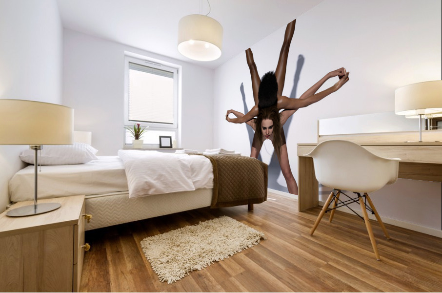 Yoga Couple Star Position Pose Mural print