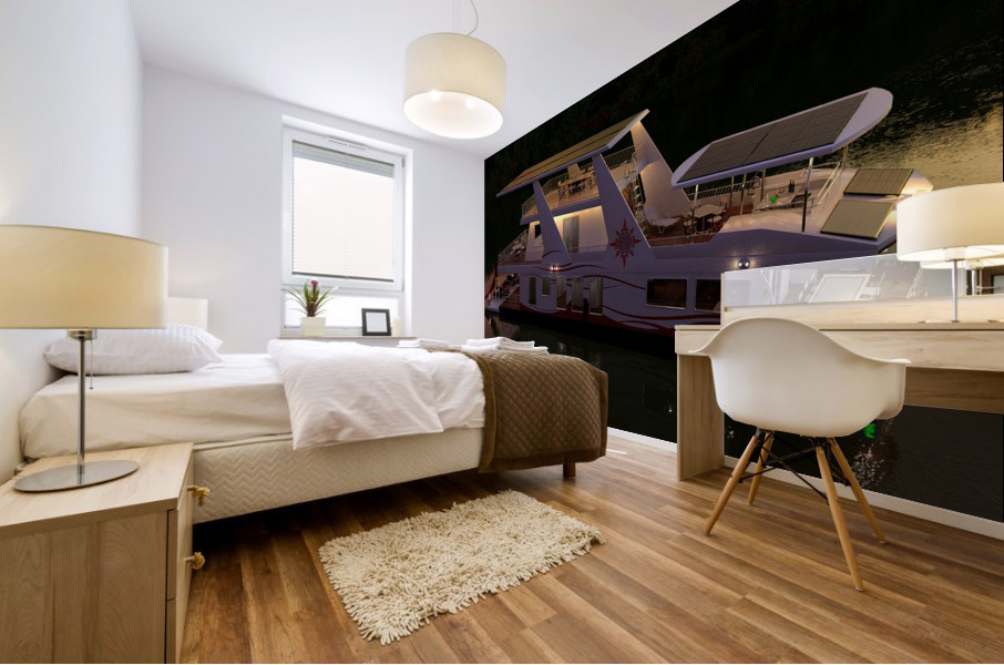 Solar Electric Powered Houseboat  Mural print