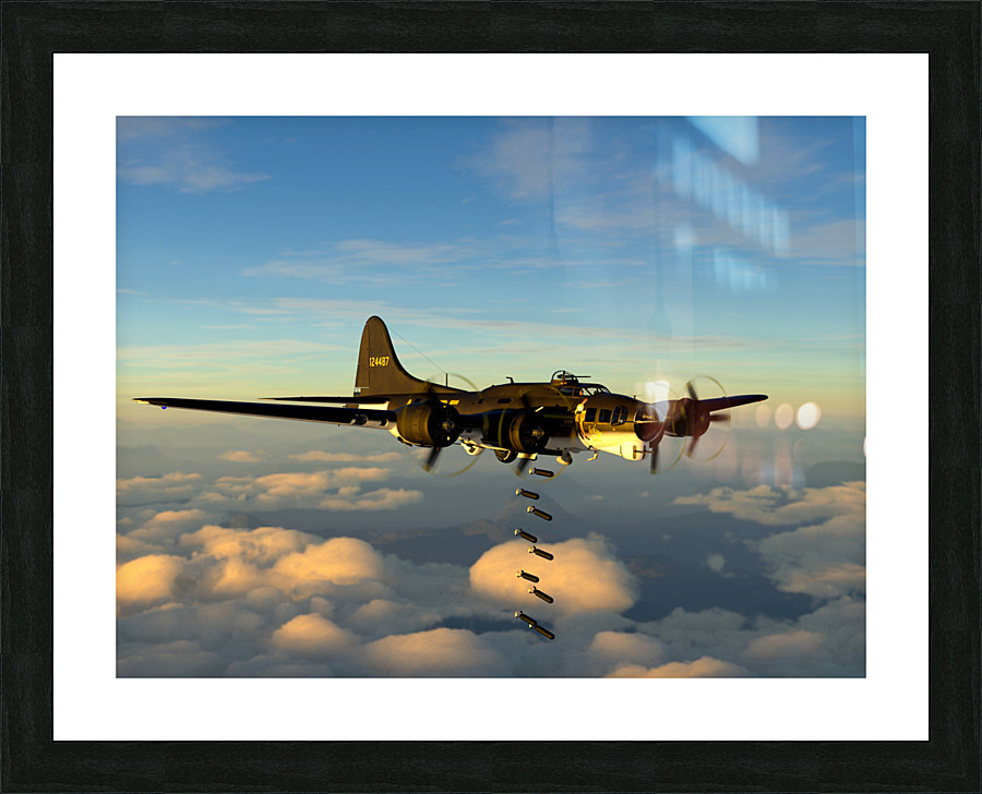 Boeing B-17 Flying Fortress Bomb Drop 2 color Picture Frame print