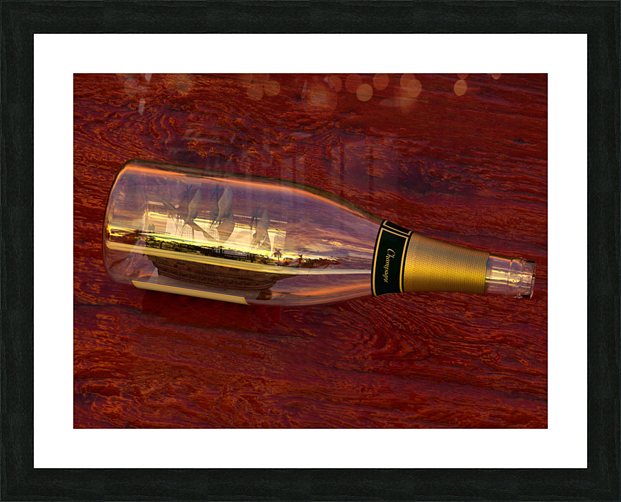 Impossible Ship in a Bottle Picture Frame print