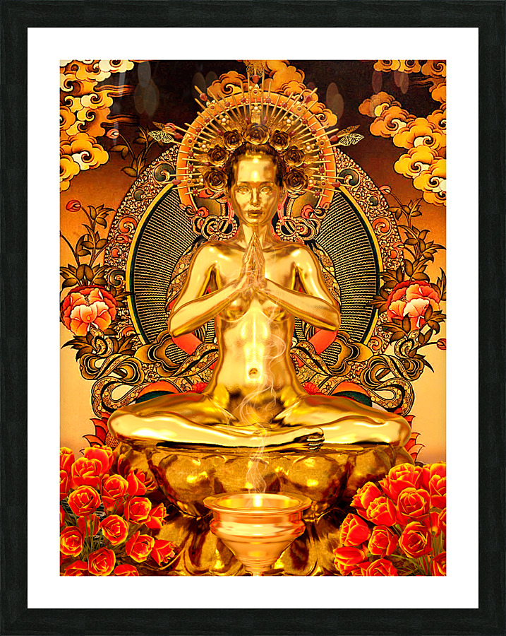 The Buddhista in Gold with gifts - goddess of transcendental