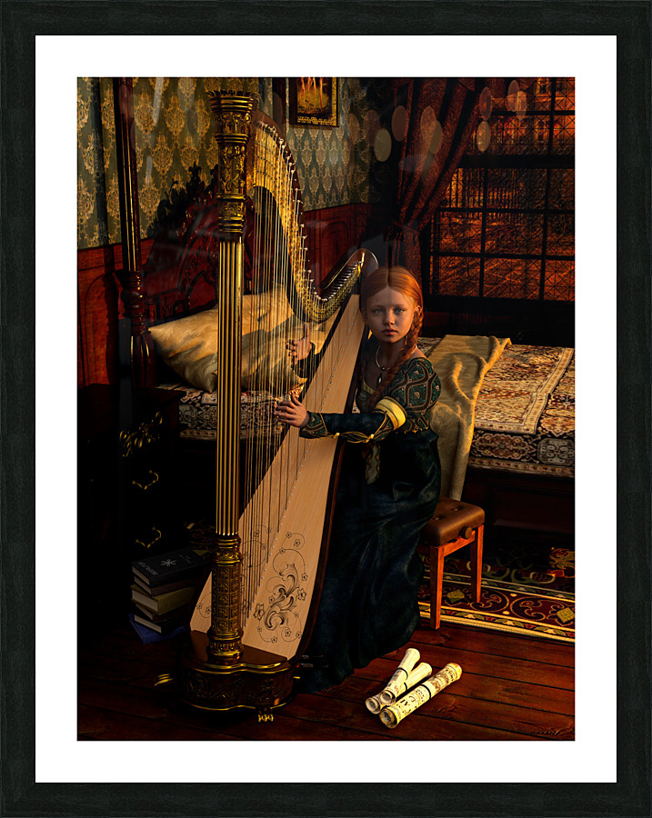 Serenade of the Clarsach Celtic Harpist  Picture Frame print