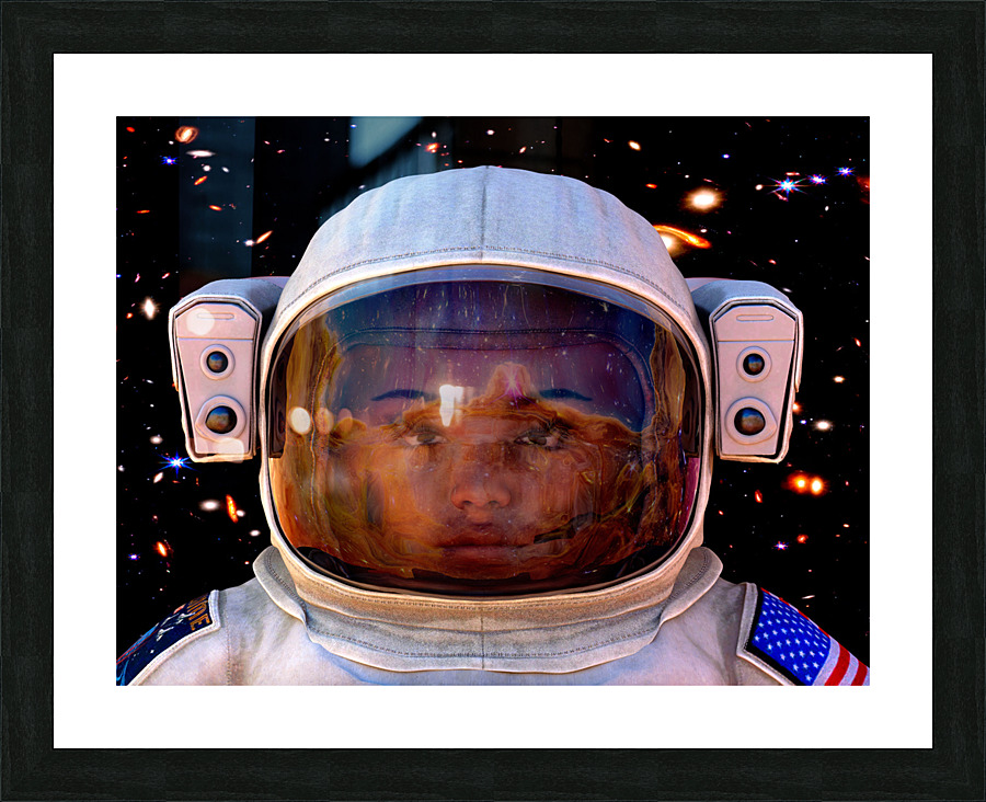 Female Space Explorer witnesses the Carina Nebula as seen by the James Webb Telescope Picture Frame print