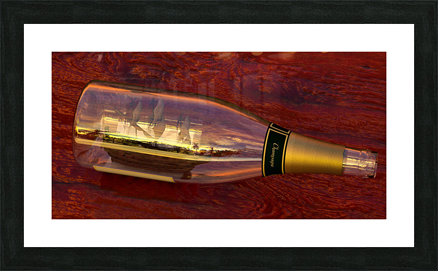 Impossible Ship in a Bottle Impression et Cadre photo