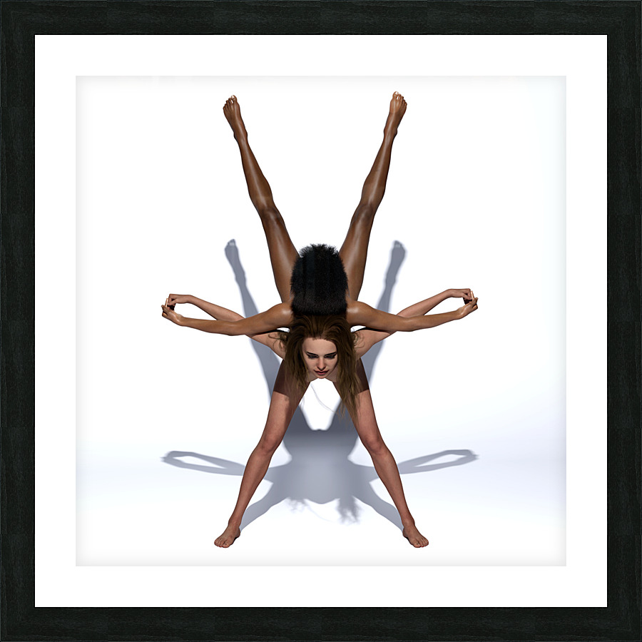 Yoga Couple Star Position Pose Picture Frame print