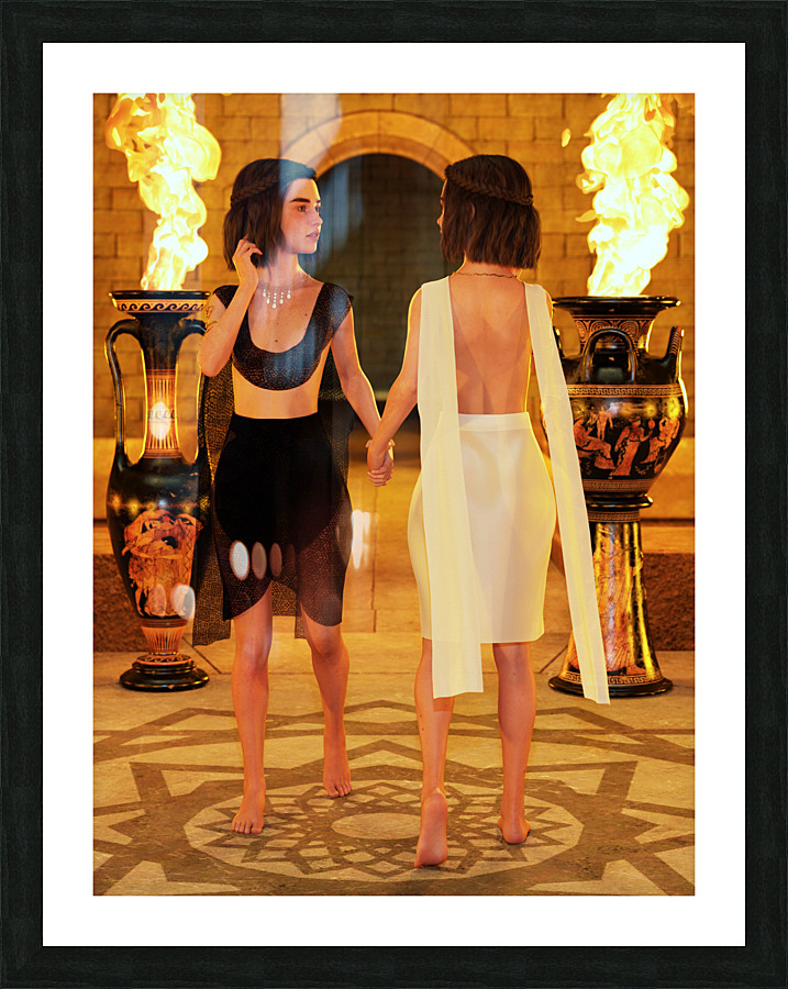 Yin and Yang as Twin Women Picture Frame print