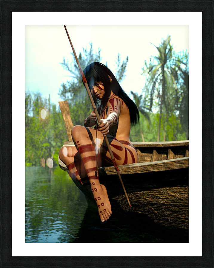 In the Sights of a Nude Indigenous Girl Impression et Cadre photo