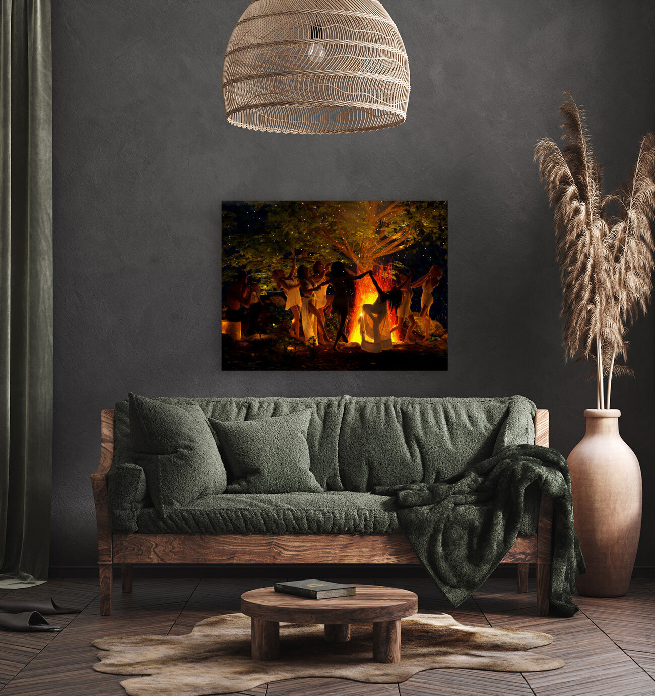 The God Pan with Nymphs Dancing in the Forest Reproduction