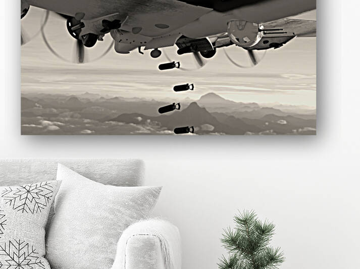 Boeing B-17 Flying Fortress Bomb Drop BW by Kevin Michael VerKamp