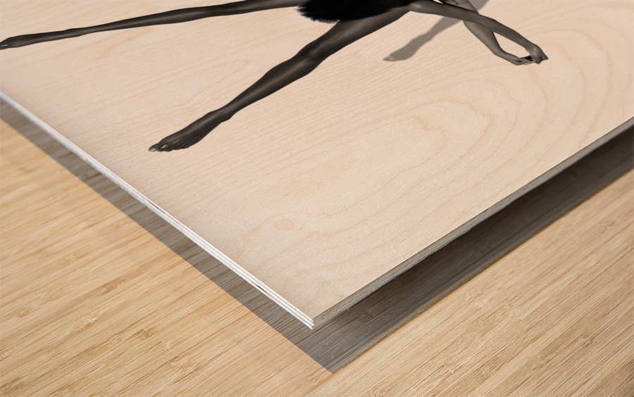 Yoga Couple Star Position BW Pose Wood print