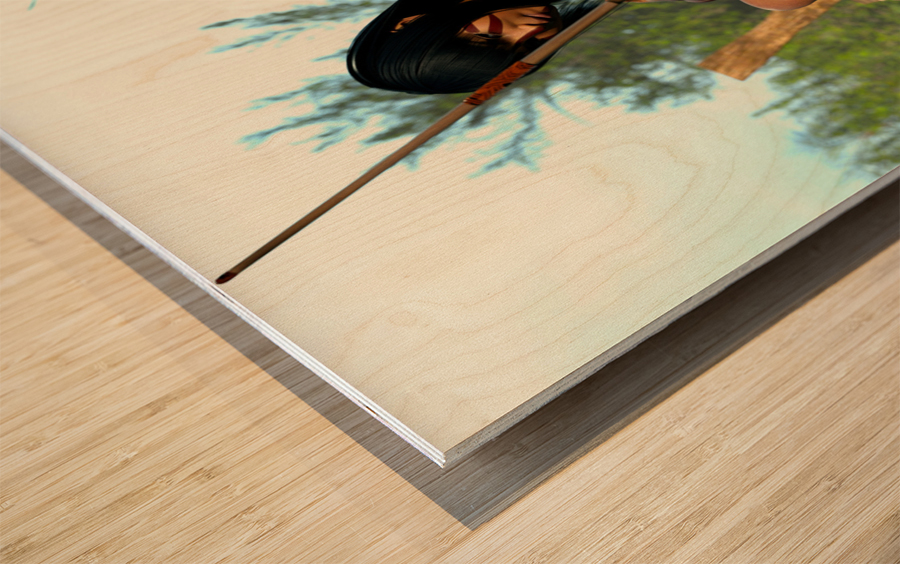 In the Sights of a Nude Indigenous Girl Impression sur bois