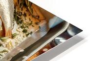 A rectangular baking tray filled with fresh fish HD Metal print