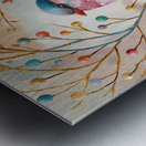 a vibrant and whimsical illustration of a bird pe Metal print