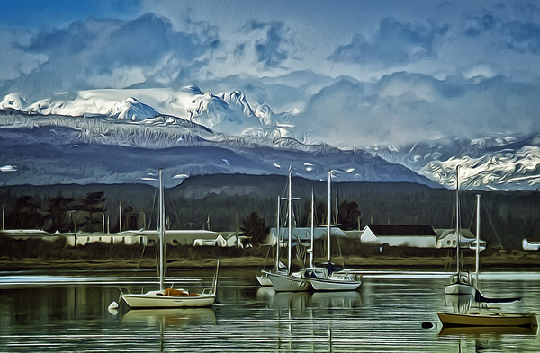 Comox Glacier Overlooking Comox Harbor by COOL ART BY RICHARD Wall Art