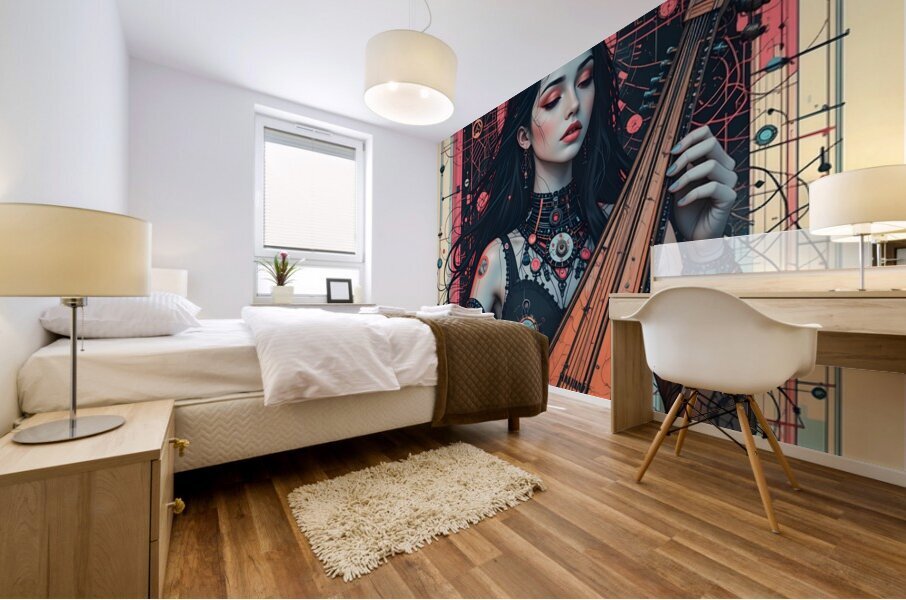 Donna e liuto Mural print