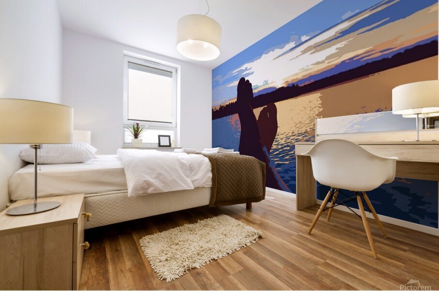 Feet in sunset Mural print