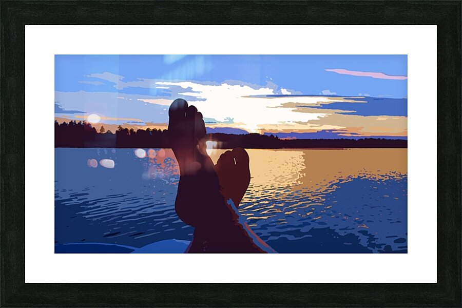 Feet in sunset Picture Frame print