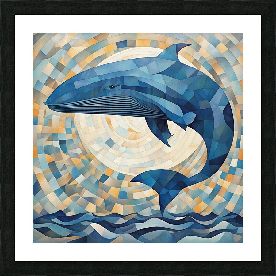 Whale Moon Ai  Picture Frame print