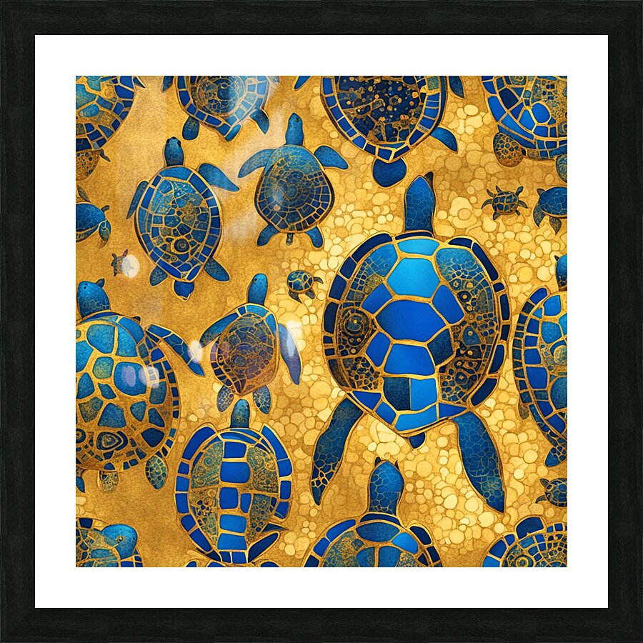 Golden Turtles Speeding Ai  Picture Frame print