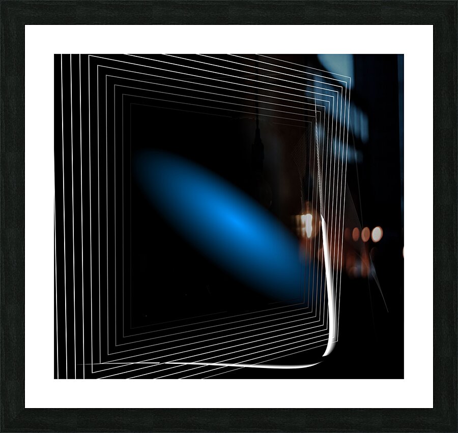 Black Blue and White  Picture Frame print