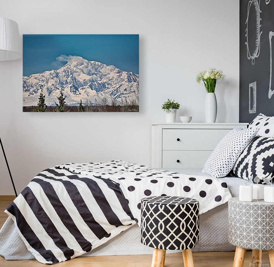 Denali on a bright blue day Reproduction