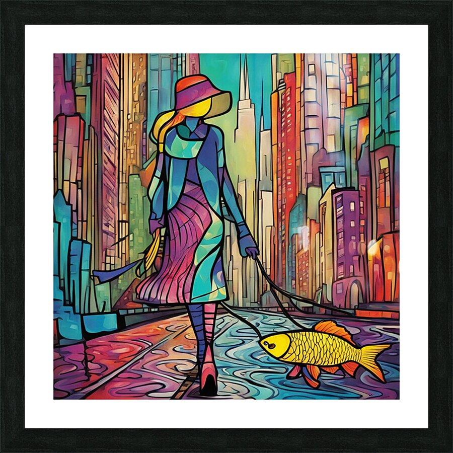 New York Fishwalker Picture Frame print