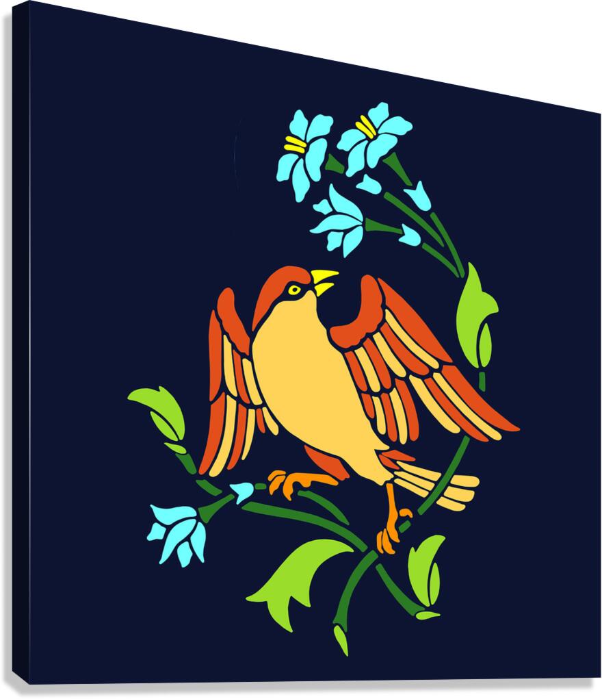 BIRD AMONG FLOWERS Canvas Print