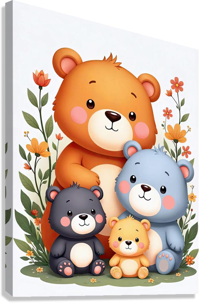 FOUR CUTE TEDDY BEARS Canvas Print