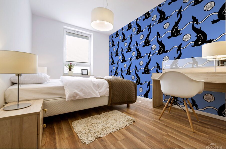 SEAMLESS PATTERN WITH DOLPHIN Mural print