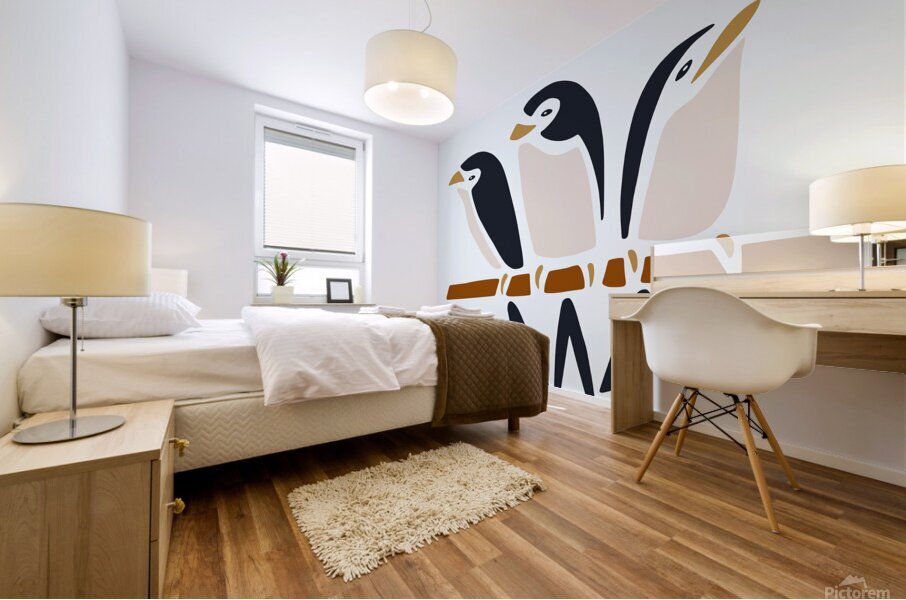 THREE SWALLOWS Mural print