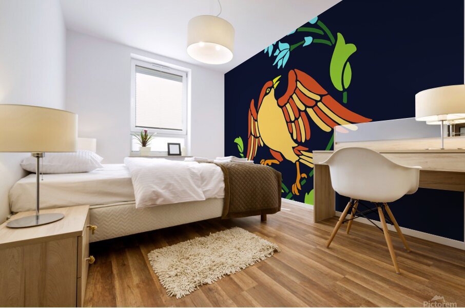 BIRD AMONG FLOWERS Mural print