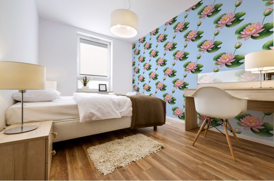 SEAMLESS WATERLILLY PATTERN Mural print
