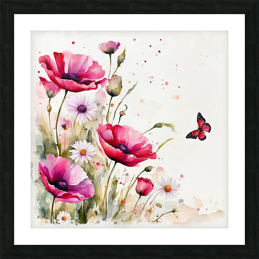 POPPIES AND DAISIES Picture Frame print