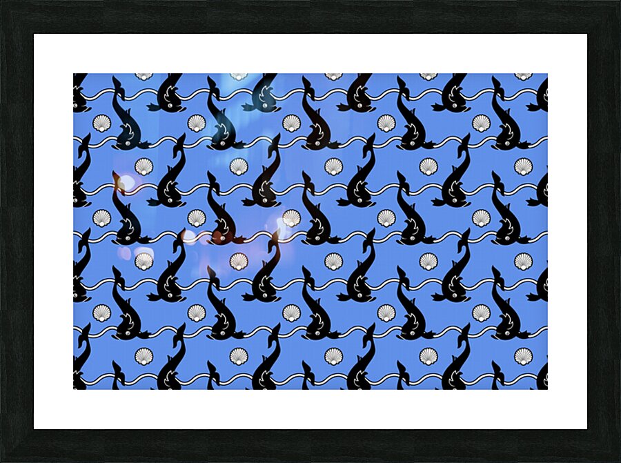 SEAMLESS PATTERN WITH DOLPHIN Picture Frame print