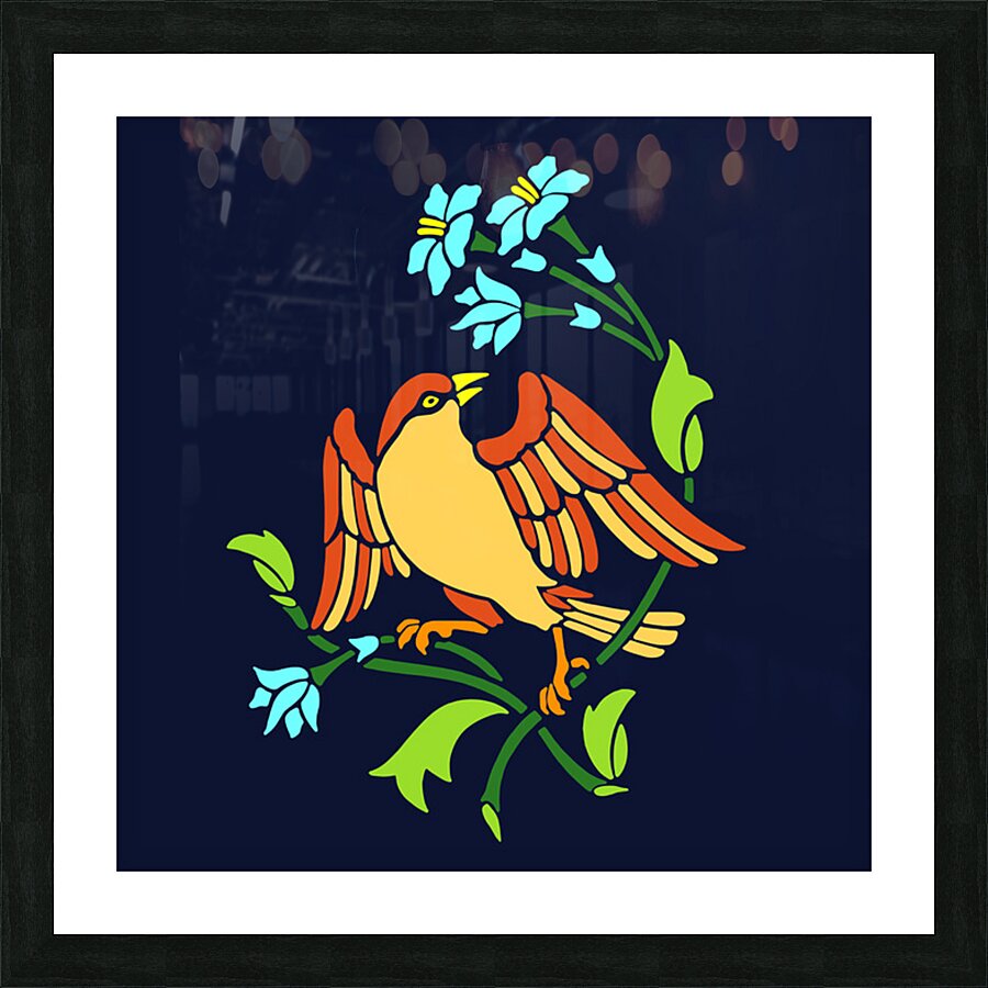 BIRD AMONG FLOWERS Picture Frame print