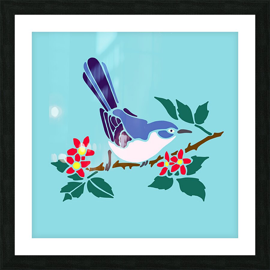 BIRD ON BRANCH Picture Frame print