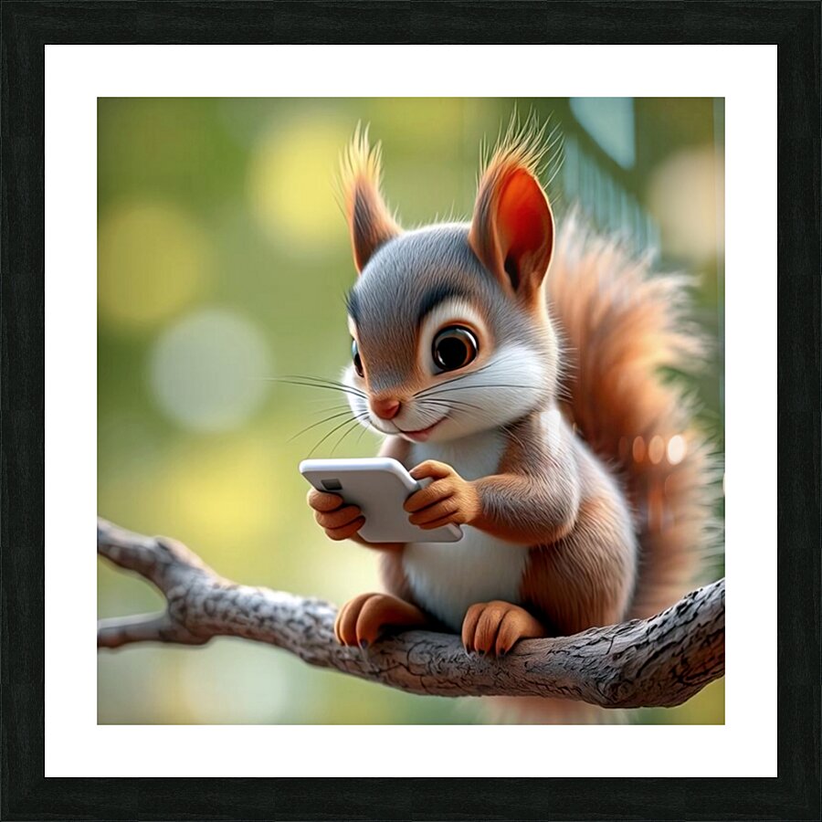 SQUIRREL WITH SMARTPHONE 2 Picture Frame print